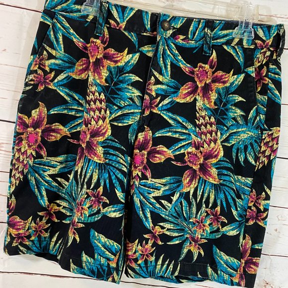 George Black Multicolor Floral Print Bermuda Shorts NWOT Women's Size 32 Small - Picture 3 of 12